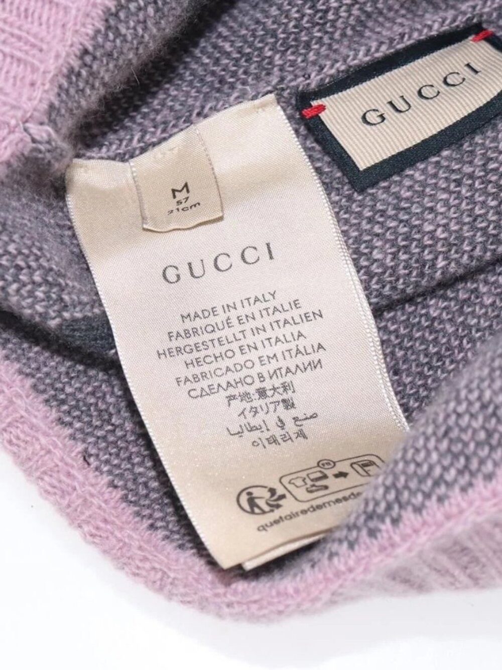 GUCCI GG Canvas Knitted Fabrics Cap Cashmere M Pink 676827 Auth am8353 - Picture 7 of 12